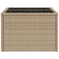 Tuintafel met glazen blad 55x55x37 cm poly rattan beige 5