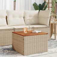 Tuintafel 55x55x37 cm poly rattan en acaciahout beige 1