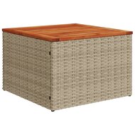 Tuintafel 55x55x37 cm poly rattan en acaciahout beige 2