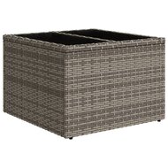 Tuintafel met glazen blad 55x55x37 cm poly rattan grijs 2