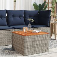 Tuintafel 55x55x37 cm poly rattan en acaciahout grijs 1