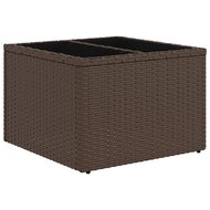 Tuintafel met glazen blad 55x55x37 cm poly rattan bruin 2