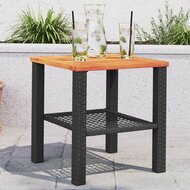 Tuintafel 40x40x42 cm poly rattan en acaciahout zwart 1