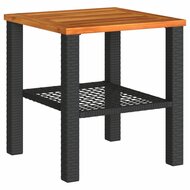 Tuintafel 40x40x42 cm poly rattan en acaciahout zwart 2