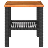 Tuintafel 40x40x42 cm poly rattan en acaciahout zwart 4