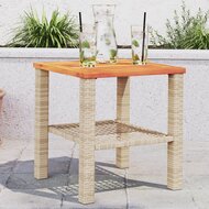 Tuintafel 40x40x42 cm poly rattan en acaciahout beige 1