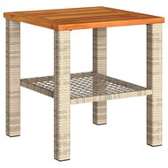 Tuintafel 40x40x42 cm poly rattan en acaciahout beige 2