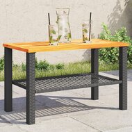 Tuintafel 70x38x42 cm poly rattan en acaciahout zwart 1