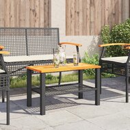 Tuintafel 70x38x42 cm poly rattan en acaciahout zwart 3