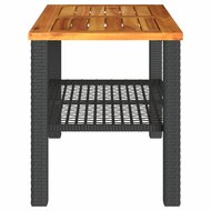 Tuintafel 70x38x42 cm poly rattan en acaciahout zwart 5