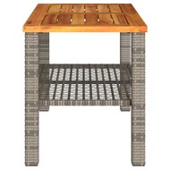 Tuintafel 70x38x42 cm poly rattan en acaciahout grijs 5