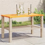 Tuintafel 70x38x42 cm poly rattan en acaciahout beige 1