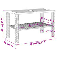 Tuintafel 70x38x42 cm poly rattan en acaciahout beige 8