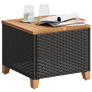 Tuintafel 45x45x37 cm poly rattan en acaciahout zwart 4