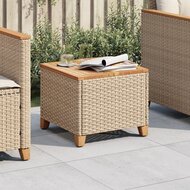 Tuintafel 45x45x37 cm poly rattan en acaciahout beige 1