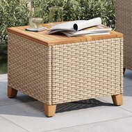 Tuintafel 45x45x37 cm poly rattan en acaciahout beige 4