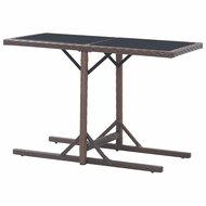 Tuintafel 110x53x72 cm glas en poly rattan bruin 4