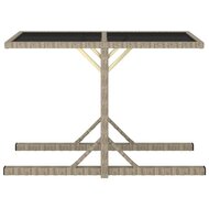 Tuintafel 110x53x72 cm glas en poly rattan beige 2