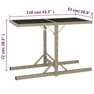 Tuintafel 110x53x72 cm glas en poly rattan beige 5