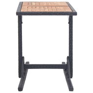 Tuintafel massief acaciahout en poly rattan zwart 3