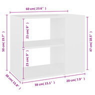 Bijzetkast 60x30x50 cm bewerkt hout wit 6