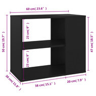 Bijzetkast 60x30x50 cm bewerkt hout zwart 6