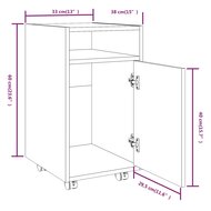 Bijzetkast met wielen 33x38x60 cm bewerkt hout gerookt eiken 8