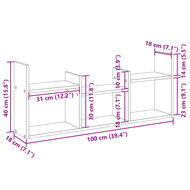 Wandkast 100x18x40 cm bewerkt hout bruin eikenkleur 9