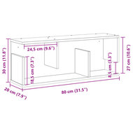 Wandkast 80x20x30 cm bewerkt hout wit 9