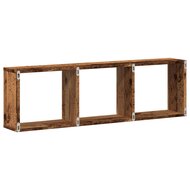 Wandkast 100x16x30 cm bewerkt hout oud houtkleurig 6