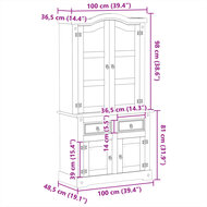 Vitrinekast Corona 100x48,5x179 cm massief grenenhout 9