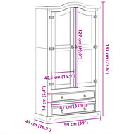 Vitrinekast Corona 99x43x187 cm massief grenenhout 9