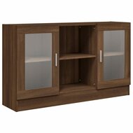 Vitrinekast 120x30,5x70 cm bewerkt hout bruin eikenkleur 2