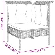 Tuinhoekbank met kussen poly rattan grijs 8