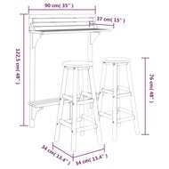 3-delige Balkonbarset massief acaciahout 8