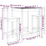 3-delige Barset massief grenenhout 9