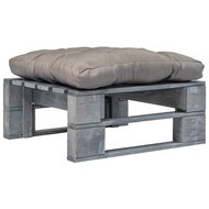 Tuinhocker met grijs kussen pallet hout grijs 1