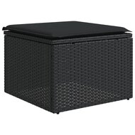 Tuinkruk met kussen 55x55x37 cm poly rattan zwart 2