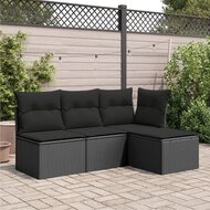 Tuinkruk met kussen 55x55x37 cm poly rattan zwart 3