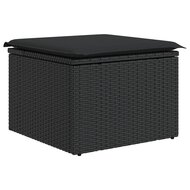 Tuinkruk met kussen 55x55x37 cm poly rattan zwart 2