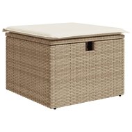 Tuinkruk met kussen 55x55x37 cm poly rattan beige 2