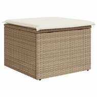 Tuinkruk met kussen 55x55x37 cm poly rattan beige 6