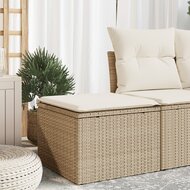 Tuinkruk met kussen 55x55x37 cm poly rattan beige 1