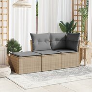 Tuinkruk met kussen 55x55x37 cm poly rattan beige 3