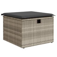 Tuinkruk met kussen 55x55x37 cm poly rattan lichtgrijs 2