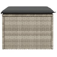 Tuinkruk met kussen 55x55x37 cm poly rattan lichtgrijs 5