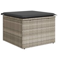 Tuinkruk met kussen 55x55x37 cm poly rattan lichtgrijs 2