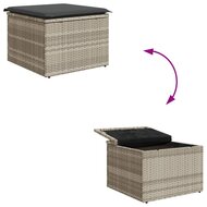 Tuinkruk met kussen 55x55x37 cm poly rattan lichtgrijs 8