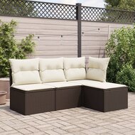 Tuinkruk met kussen 55x55x37 cm poly rattan bruin 3