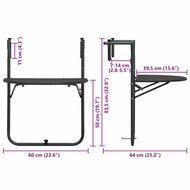 Balkontafel hangend 60x64x83,5 cm rattan-look kunststof bruin 9